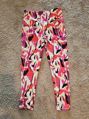 Women's High-Waist Printed Leggings - Pink Multi